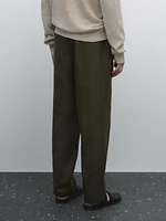 100% linen regular fit trousers
