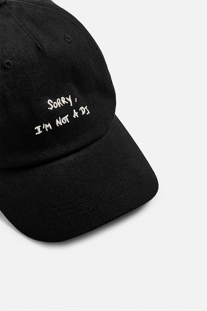 EMBROIDERED TEXT CAP