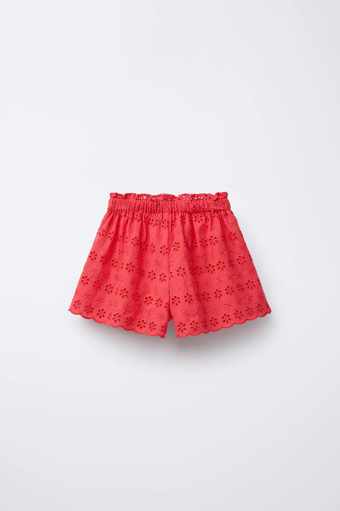 BERMUDA HIGH WAIST FLEURS BRODÉES