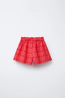 BERMUDA HIGH WAIST FLEURS BRODÉES