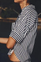 LINEN BLEND CROPPED SHIRT