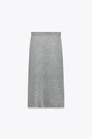 CONTRASTING PIPING KNIT MIDI SKIRT