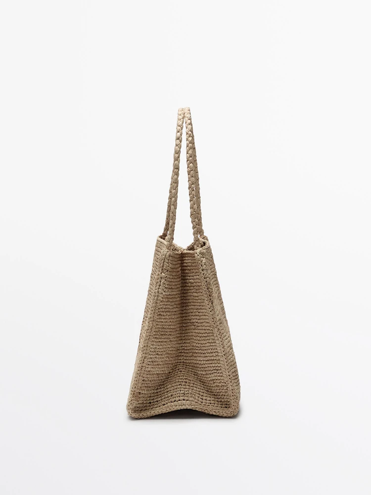 Natural raffia bucket bag