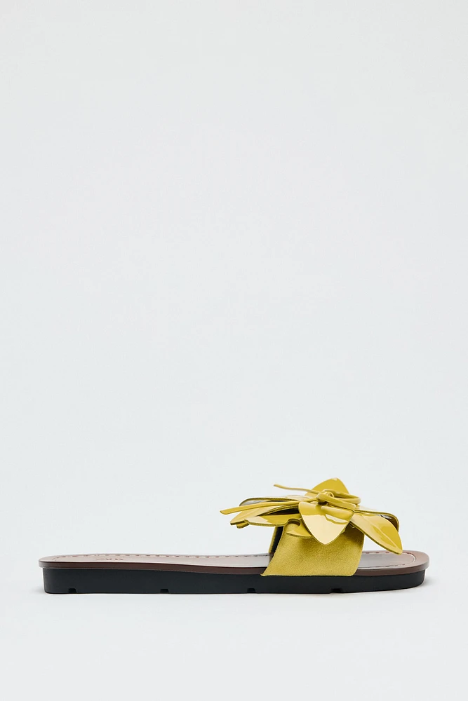 LEATHER FLORAL SANDALS