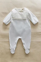 CHILDREN'S FOOTED ROMPER WITH BIB COLLAR
