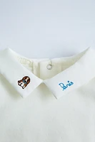 COMBINATION NECK EMBROIDERED FLEECE BODYSUIT