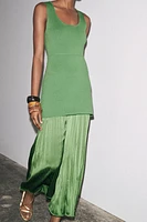 PLEATED KNIT COMBINATION DRESS