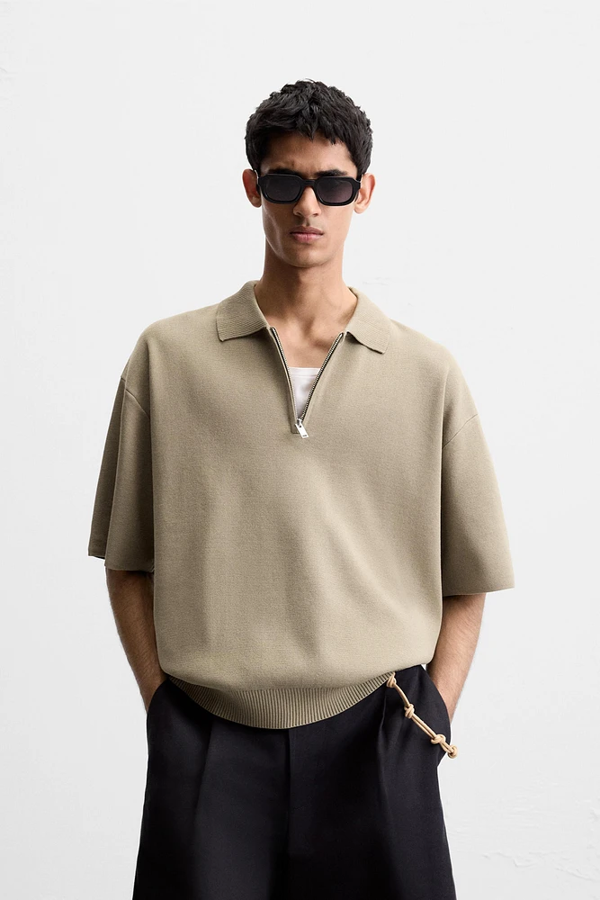 RELAXED FIT KNIT POLO SHIRT