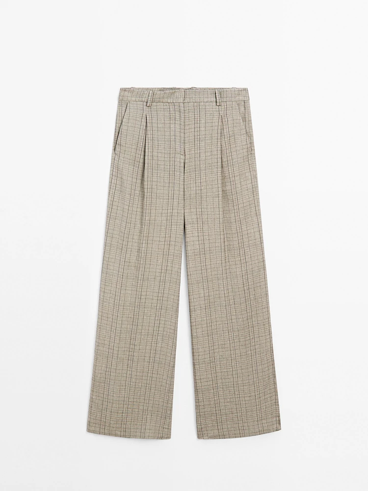 Pantalon de tailleur imprimé à carreaux