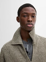 Cotton blend mock neck sweater