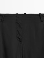 100% cotton mid-rise straight-leg trousers