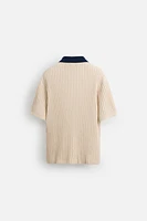CONTRASTING KNIT POLO SHIRT