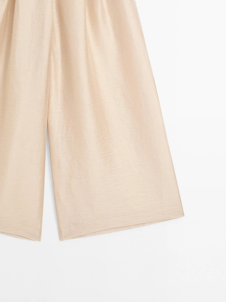 Pantalon à pinces fluide lin mélangé