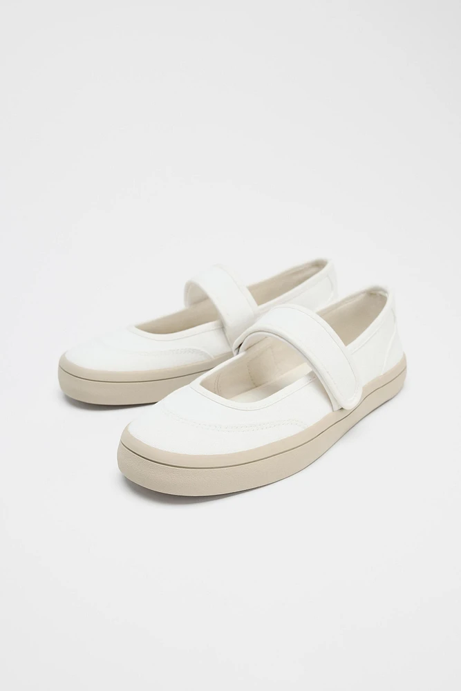 FABRIC STRAP BALLET FLATS