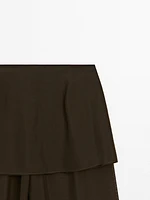 Flowing contrast 100% silk trousers
