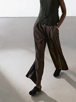 Pantalon plissé en lin mélangé