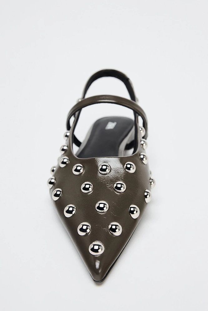 STUDDED FLAT SLINGBACKS