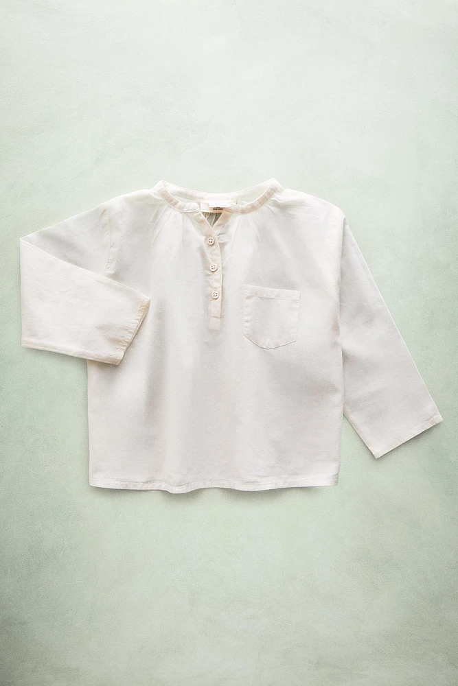 CHILDREN’S SOLID COTTON LONG BLOUSE