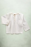 CHILDREN’S SOLID COTTON LONG BLOUSE
