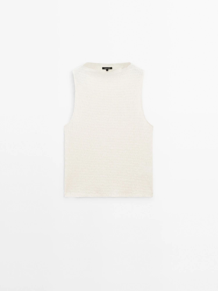 Top texturé en coton mélangé
