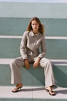 STRAIGHT LEG HERRINGBONE PANTS