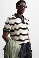 POLO EN MAILLE AVEC JACQUARD À RAYURES