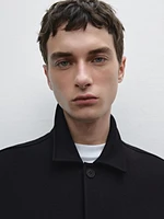 Cotton blend twill overshirt