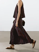 Striped flowing midi skirt