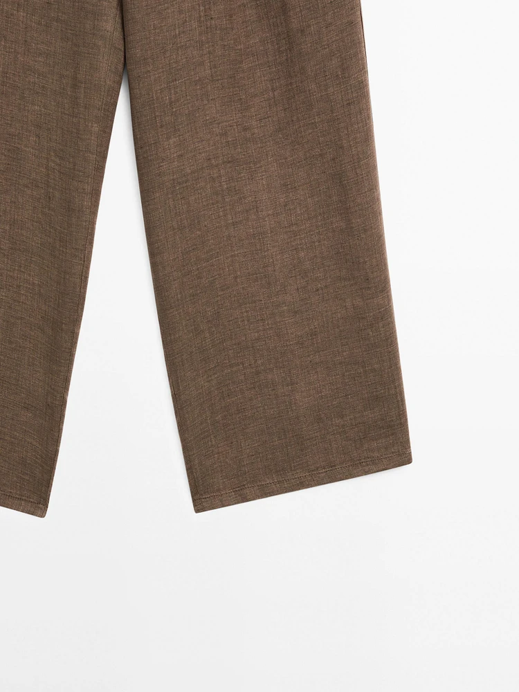 100% linen wide-leg trousers