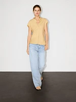 100% linen flowing blouse with open neck