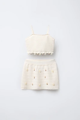 SHELL STITCH TOP AND SKIRT SET