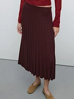 Pleated midi skirt with elastic waistband