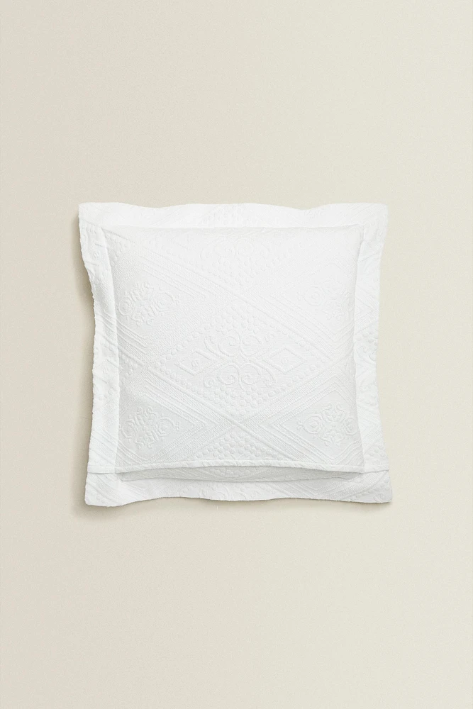 COTTON THROW PILLOW COVER WITH A GEOMETRIC DESIGN