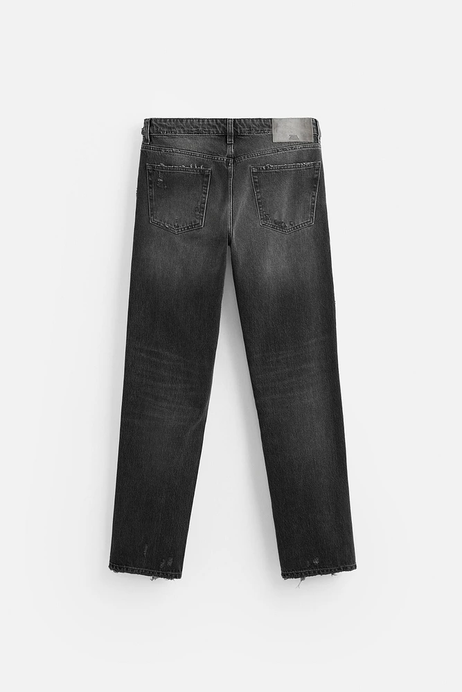 RIPPED STRAIGHT FIT JEANS