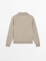 100% cashmere knit polo sweater