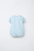 FISH EMBROIDERED TEXTURED ROMPER