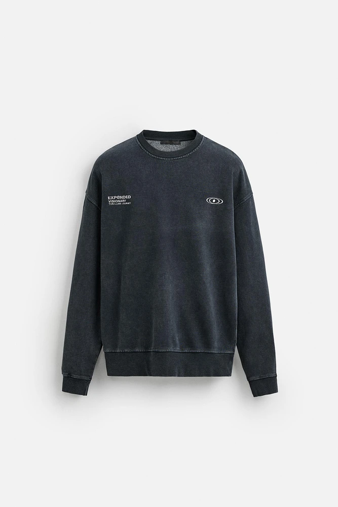 WASHED PRINT BOXY FIT SWEATSHIRT