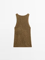 Top en maille fantaisie à encolure américaine
