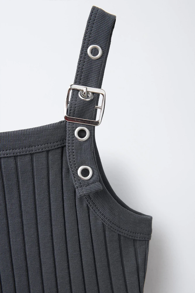 T-SHIRT RIB BRETELLES BOUCLES