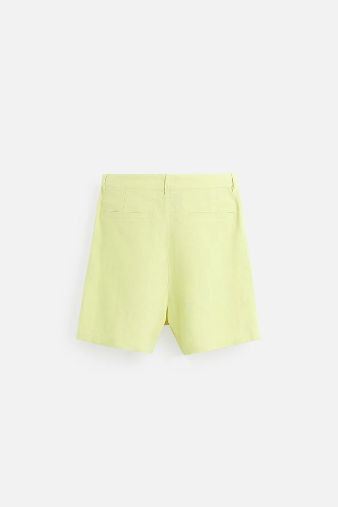 100% LINEN BERMUDA SHORTS