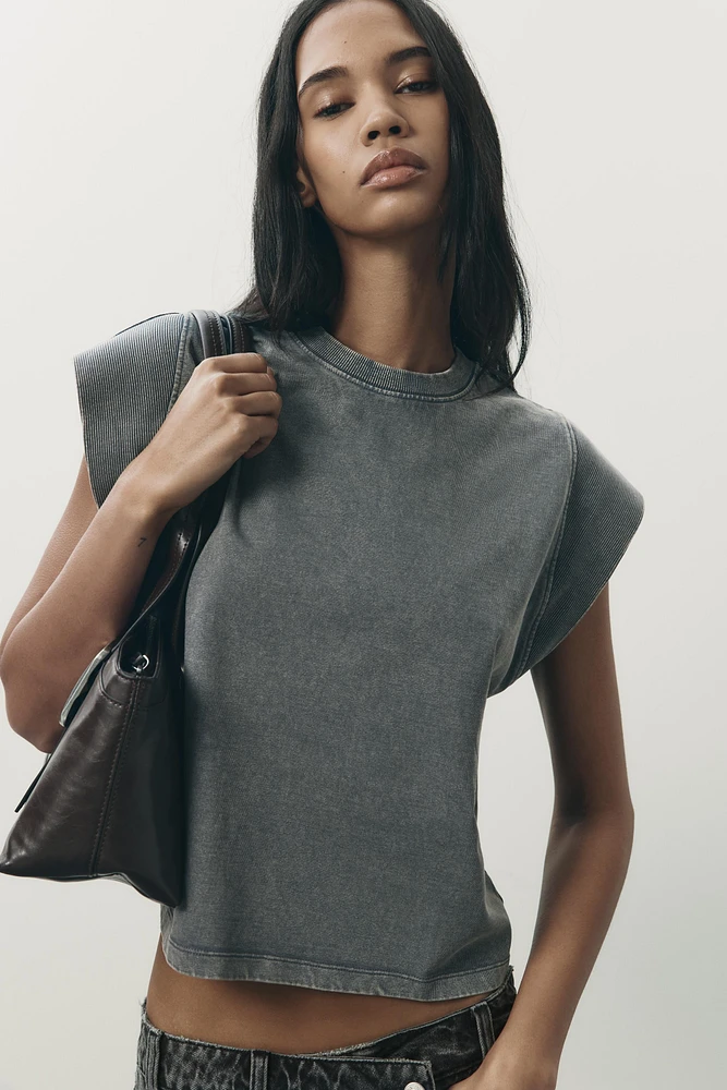 WASHED EFFECT SLEEVELESS T-SHIRT