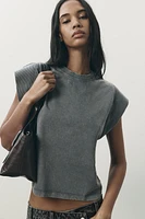 WASHED EFFECT SLEEVELESS T-SHIRT