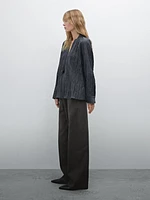 Pantalon de tailleur à rayures coton mélangé