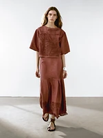 Flowing top with embroidered detail