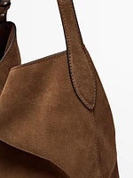 Sac seau en croûte de cuir