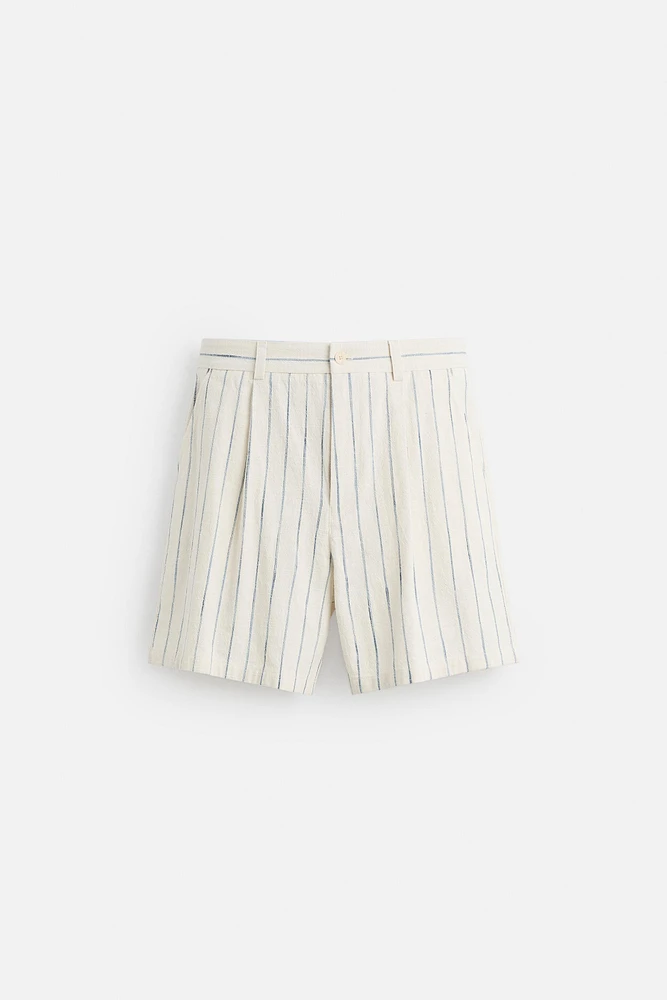 TEXTURED STRIPED SHORTS