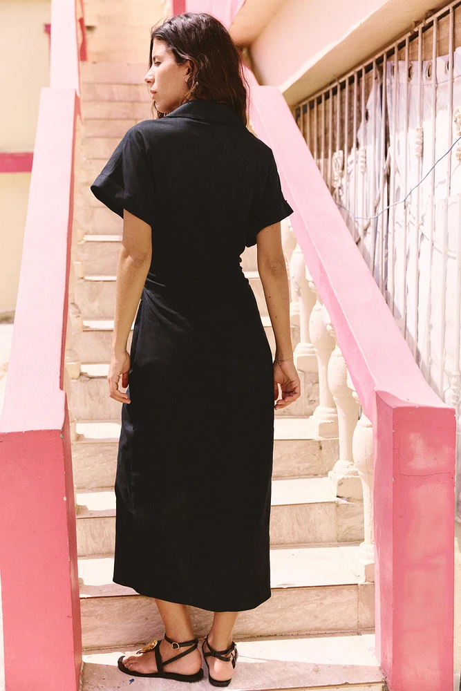 ROBE MI-LONGUE CONTENANT DU LIN