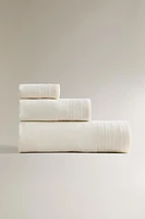 HEMSTITCHED LINEN BATH TOWEL