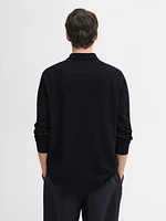 Cotton blend polo sweater