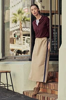 SIDE STRIPE MIDI SKIRT
